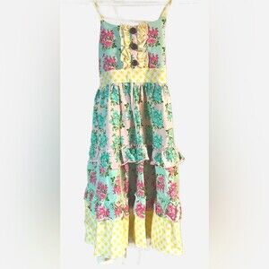 Gorgeous Jane + Jo Floral and Gingham Ruffle Tiered Dress